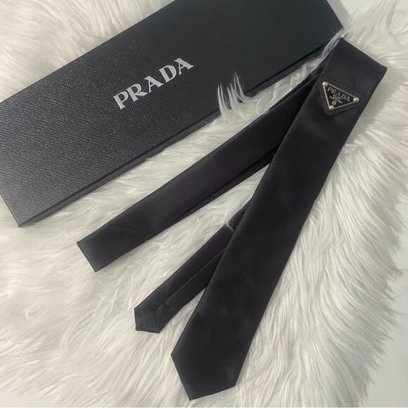 Prada Inverted Triangle Satin Tie Shirt Tie - Picture 4 of 5